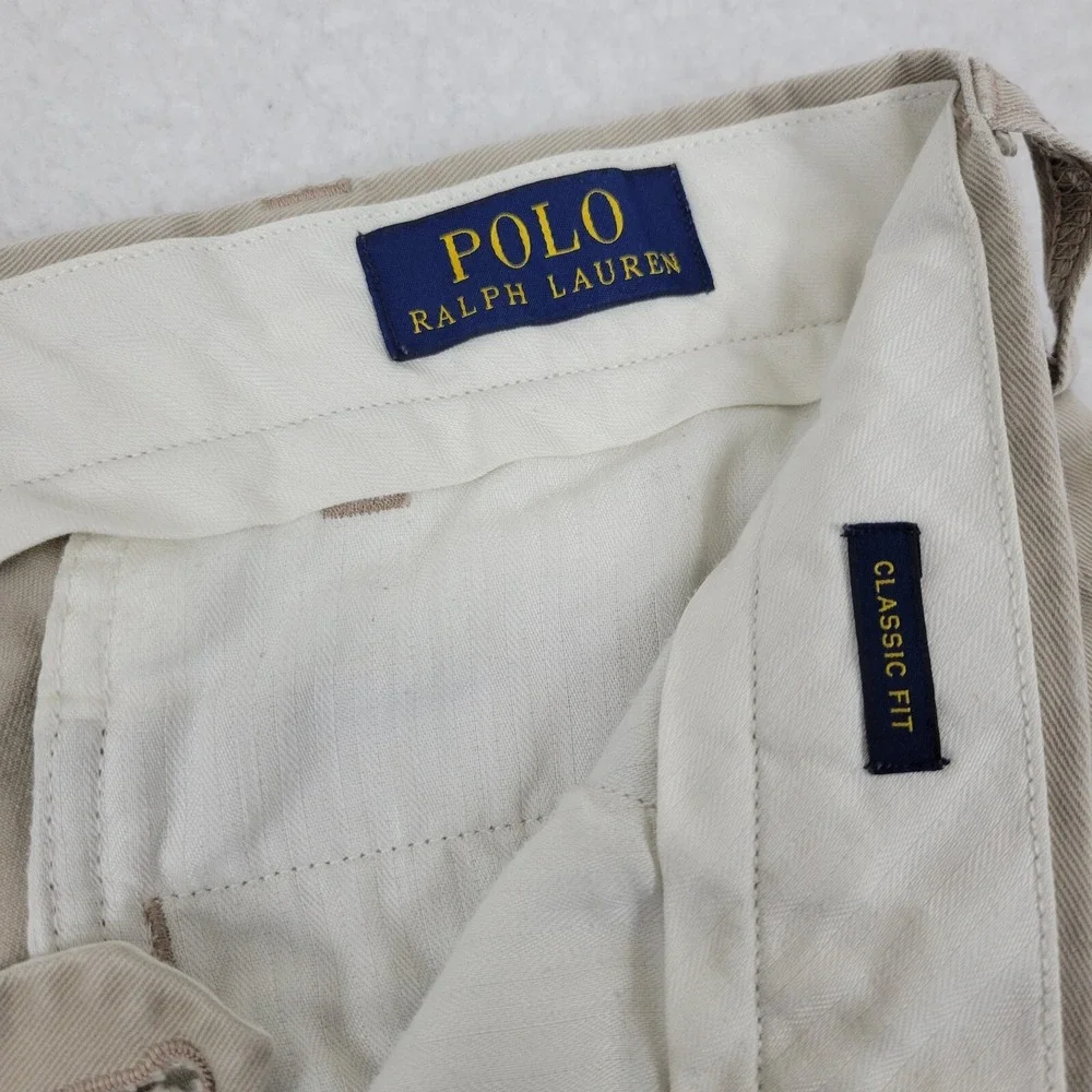 Polo Ralph Lauren Classic Fit Chino Pants‎ Mens 34x32 Tan Cotton Casual Retro
